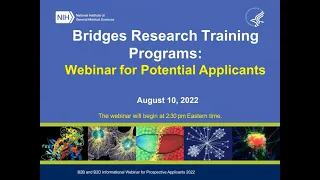 Bridges Research Training Programs Webinar for Potential Applicants