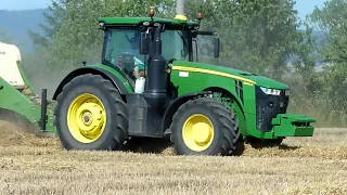 Lisovanie slamy 2020 John Deere 8370R+Krone