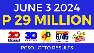 Lotto Result Today 9pm June 3 2024 | PCSO Complete