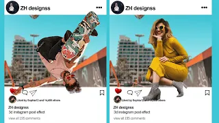 How to create 3d instagram post photo effect in photoshop | Pop up instagram post photo effect