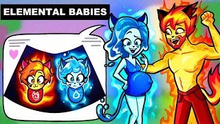 I'm PREGNANT with TWIN ELEMENTALS | HOT VS COLD CHALLENGE by Teen-Z