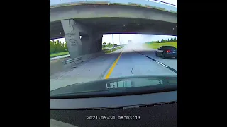 Dashcam Captures Driver Hitting an Overpass With His Truck Bed Up