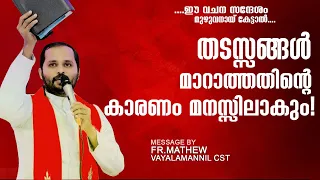 ഈ വചന സന്ദേശംമുഴുവൻ കേട്ടാൽ തടസം മാറാത്തതിന്റെ കാരണം മനസിലാകും!Fr.Mathew Vayalamannil CST