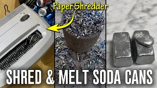 Shredding And Melting Soda Cans With A Paper Shredder - Simple DIY Recycling At Home