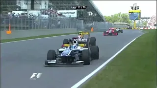 Vitaly Petrov, Timo Glock and Pedro de la Rosa overtake on Rubens Barrichello Canadian GP 2010