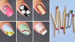 Easynailart at Home || Simple naildesign using Safety pin and Toothpicks || 🤫 Nailart compilation ||