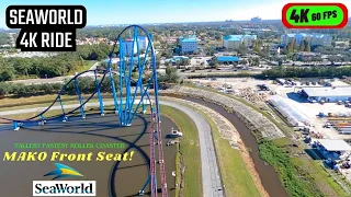 MAKO SeaWorld FRONT SEAT On Ride 4K POV @60fps Tallest Roller Coaster