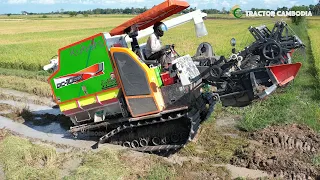 Fantastic Safety Operator Combine Harvester Kubota Driving Skills Work | Diesel Engine Harvesting