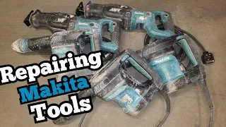 Repairing another load of Makita Power Tools. JR3070 recips saws and HR0870C hammers