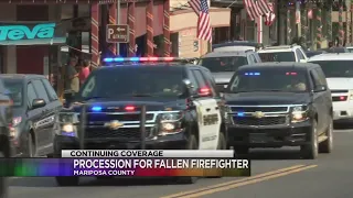 Procession in Mariposa for fallen firefighter who died batting Ferguson Fire