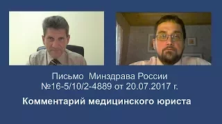 Письмо Минздрава России от 20 июля 2017 года в Росздравнадзор