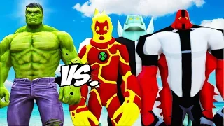 The Hulk vs Diamondhead, Heatblast, Four Arms - Ben 10 VS Hulk