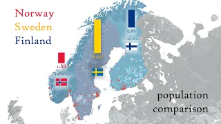 Norway, Sweden, and Finland - POPULATION COMPARISON with interactive map