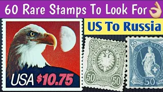 Rare Valuable Stamps Review - USA to Russia | 60 World Postage Stamps To Look For