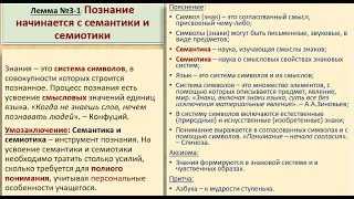 Лемма 3-1: Познание начинается с семантики и семиотики.