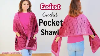 Easiest Crochet Pocket Shawl for Beginners