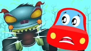 Monster Island | Little Red Car| HHMT | Haunted House monster truck | Video for children