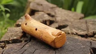 Carving wooden ocarina in the wild. Вырезание деревянной окарины в дикой природе