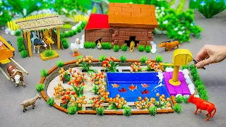 DIY tractor making cattle farm with mini Aquarium | House fow Cow | Supply water for Cherry garden