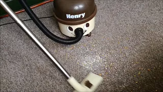 Vintage 1988 Cream & Brown Numatic Henry HVR200 Cylinder Vacuum Cleaner