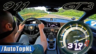 PORSCHE 911 GT3 992 *319km/h* TOP SPEED on AUTOBAHN by AutoTopNL