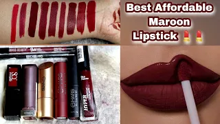 Best Affordable Maroon Lipsticks 💄💄// All under ₹300 Only