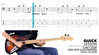 Red Hot Chili Peppers Can't Stop Slap Bass Lesson with TABS (Slowed Down)