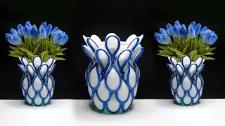 Plastic Spoon flower vase | Best out of waste | Ide kreatif sendok plastik | plastic spoon craft ide