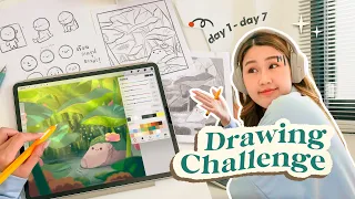 (cc) Drawing Challenge🎨  Learn drawing 7 days in a row, how improved my skill is?! Peanut Butter