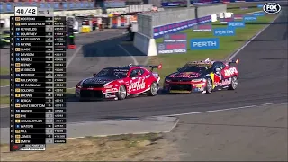 Brodie kostecki vs Shane van gisbergen final lap battle. Perth race 7. Supercars 2023