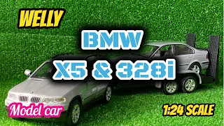 Diecast model car collection WELLY BMW X5 & 328i & Trailer 1:24  | H.M.C.C