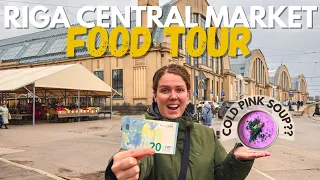 FOOD TOUR RIGA CENTRAL MARKET - €20 budget (plus a nasty surprise) | Travel vlog 2023
