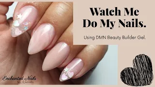 Pretty Pink Gel Nails Using DMN Beauty Builder Gel In a Bottle | Watch Me Do My Nails |
