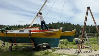 Stepping the Mast for the First Time on a Wharram Tiki 21 Catamaran SV PRIMITIVA EP. 5