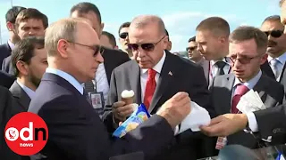 My Treat! Vladimir Putin buys Turkey's President Erdogan and all his Team an Ice Cream