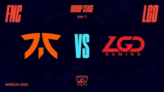 FNC vs LGD | Worlds Group Stage Day 7 | Fnatic vs LGD Gaming (2020)