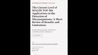 The Current Level of MALDI-TOF MS Applications in the Detection of Microorganisms: A ... | RTCL.TV