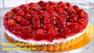 En Kolay çilek 🍓 Pastası tarifi - Çilek rüyası - kolay çilekli tart - Nurmutfagi NurGüL