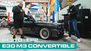 BMW E30 M3 Convertible restoration project Part 2 - Raj's Garage EP34