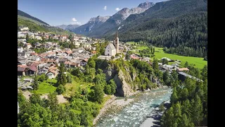 Scuol 2021, Nice village in the Lower Engadine,  Canton of Grison, Switzerland