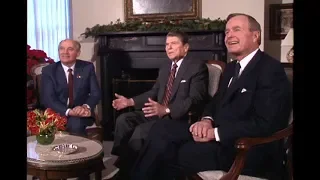 President Reagan Meeting with Mikhail Gorbachev at Governors Island on December 7, 1988