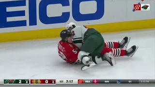2 Fights Off The Faceoff! Wild Vs Blackhawks Going Old School
