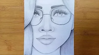 How to draw a Girl with Glasses step by step//Pencil sketch