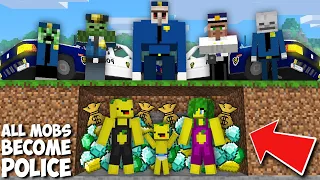 Why all MOBS BECAME THE POLICE TO CATCH MY FAMILY in Minecraft ? HIDE FROM THE POLICE !