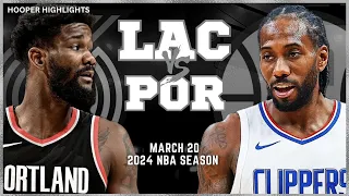 LA Clippers vs Portland Trail Blazers Full Game Highlights | Mar 20 | 2024 NBA Season