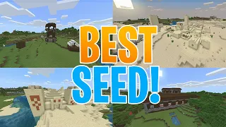 The BEST Seed On Minecraft Bedrock!?! (2 villages, Pillager Outpost, Mansion + MORE)