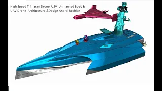 High Speed Trimaran Sea Drone  USV  Unmanned Boat & UAV Drone  Architecture &Design Andrei Rochian