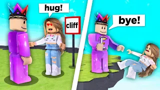 I throw FRIENDS OFF A CLIFF on Roblox Hugs Room....