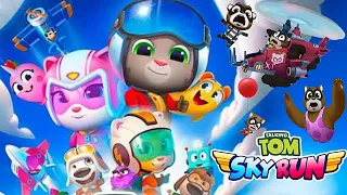 Talking Tom Sky Run Tom , Hank & Angela Salving Flip Pet vs Roy Raccoon Gameplay