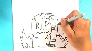 EASY How to Draw GRAVE! - Halloween Drawings